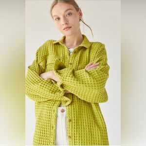 Vibrant Green Waffle Knit Shirt